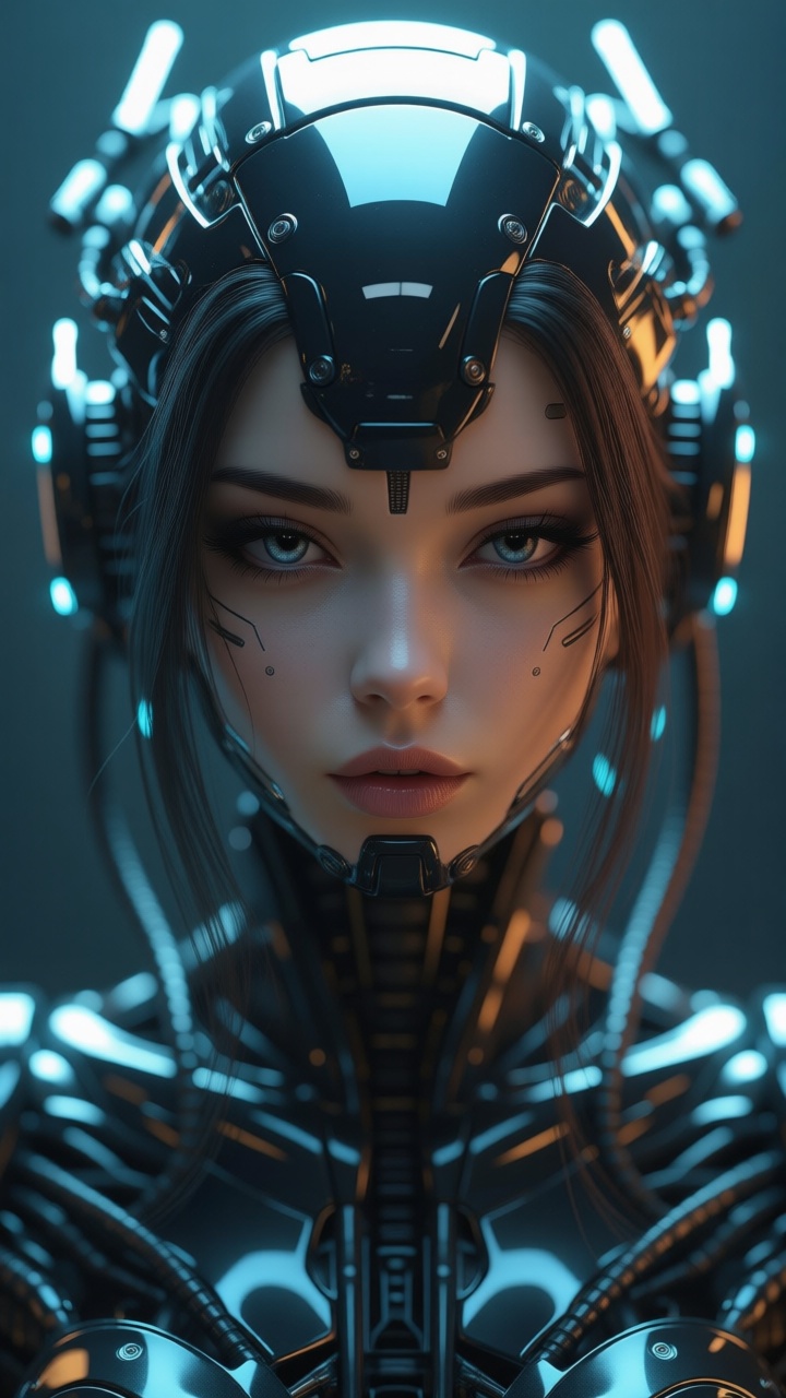 A cyberpunk robot girl,  close-up on Tensor.Art