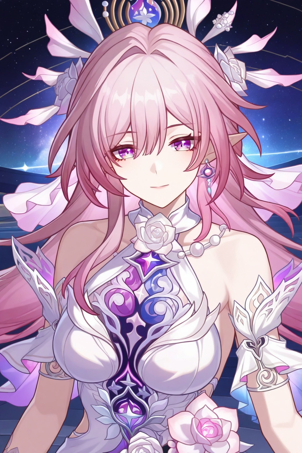 Cyrene/(Honkai star rail),  purple eyes,  pink hair on Tensor.Art