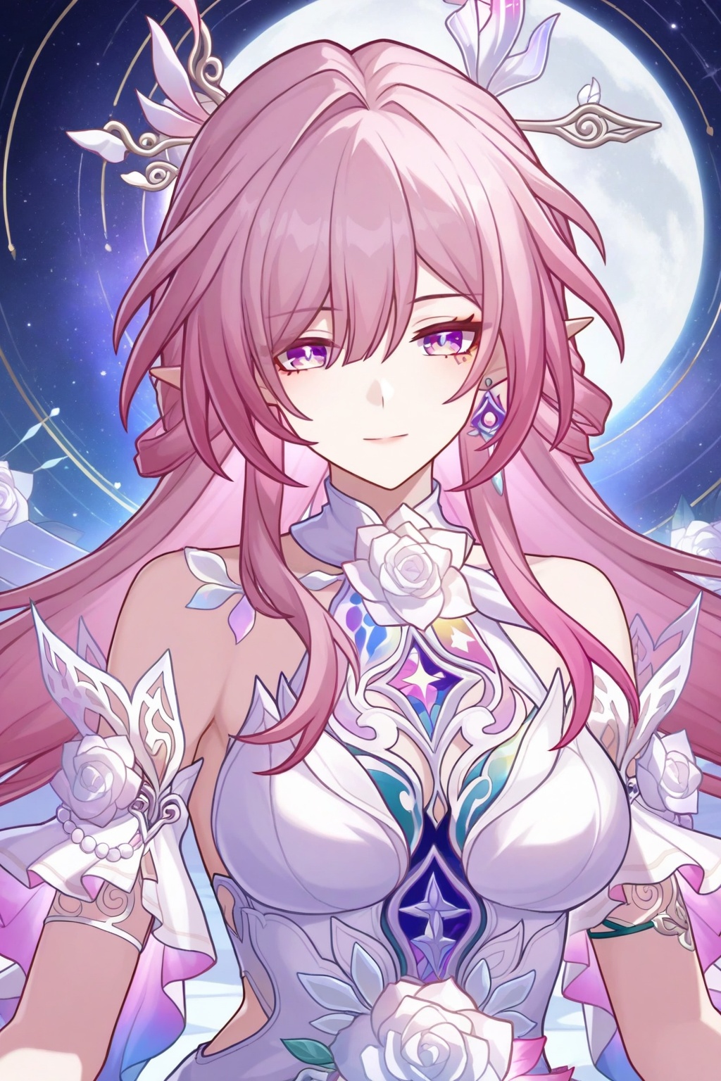 Cyrene/(Honkai star rail),  purple eyes,  pink hair on Tensor.Art