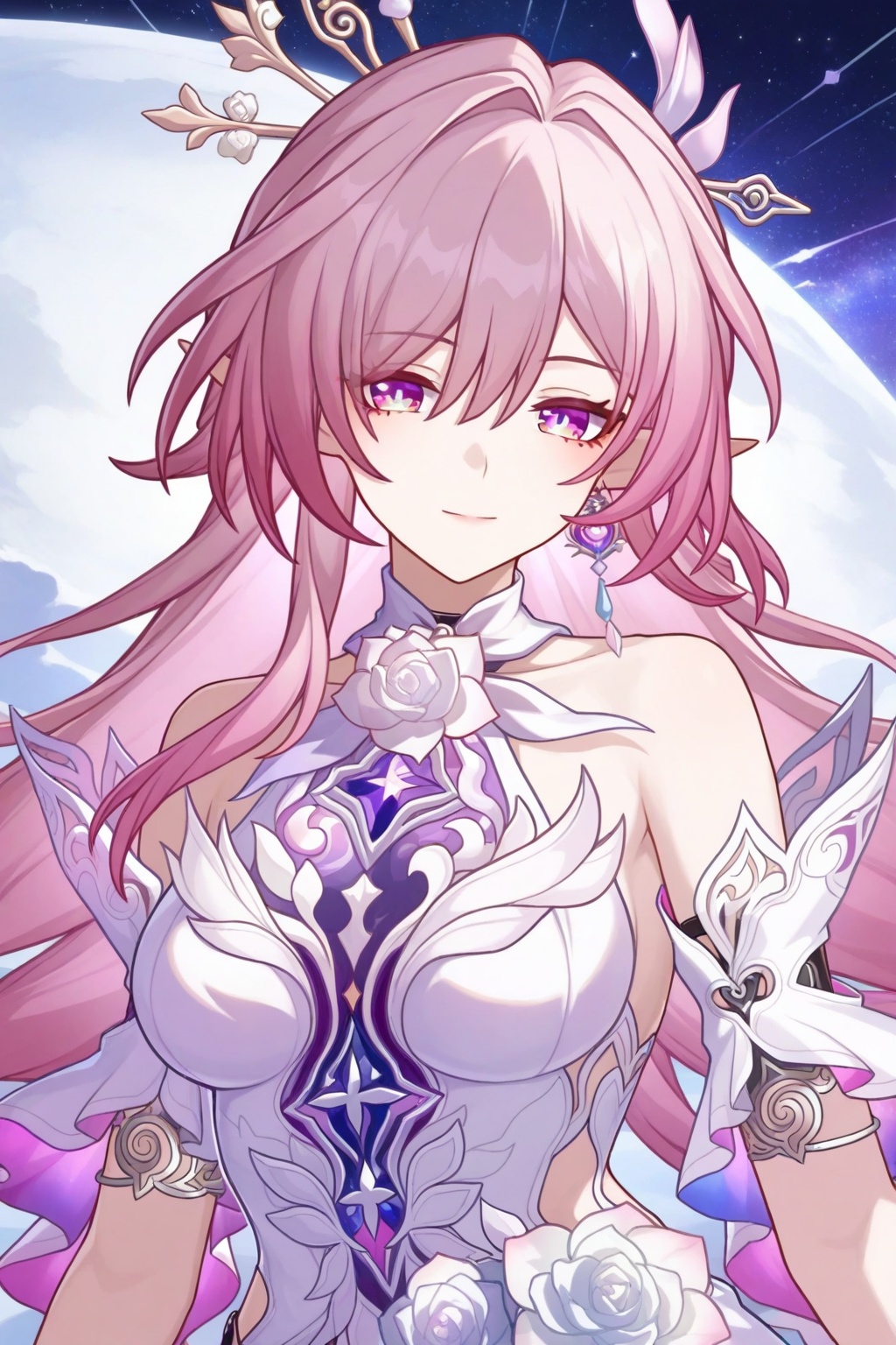Cyrene/(Honkai star rail),  purple eyes,  pink hair on Tensor.Art