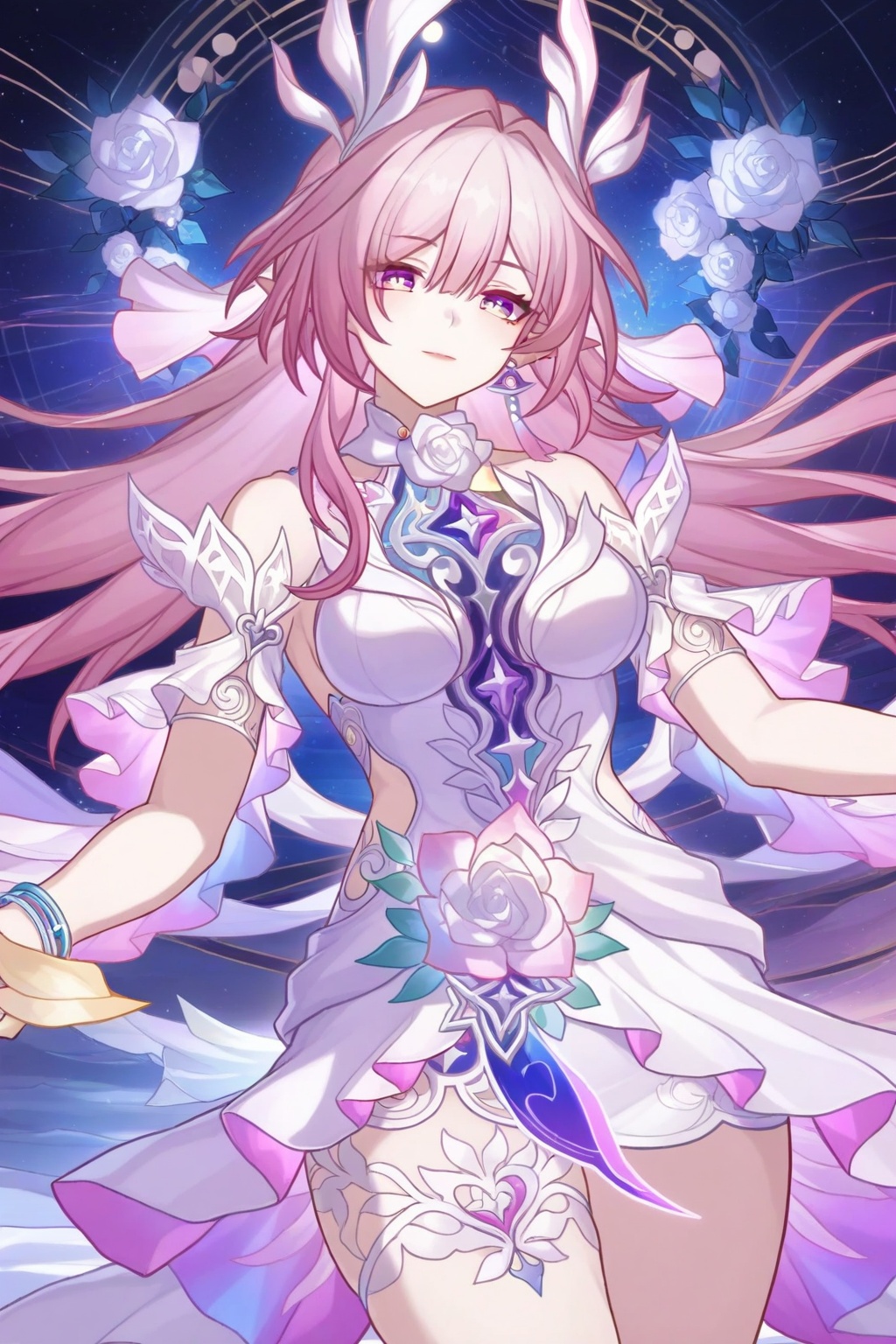 Cyrene/(Honkai star rail),  purple eyes,  pink hair on Tensor.Art