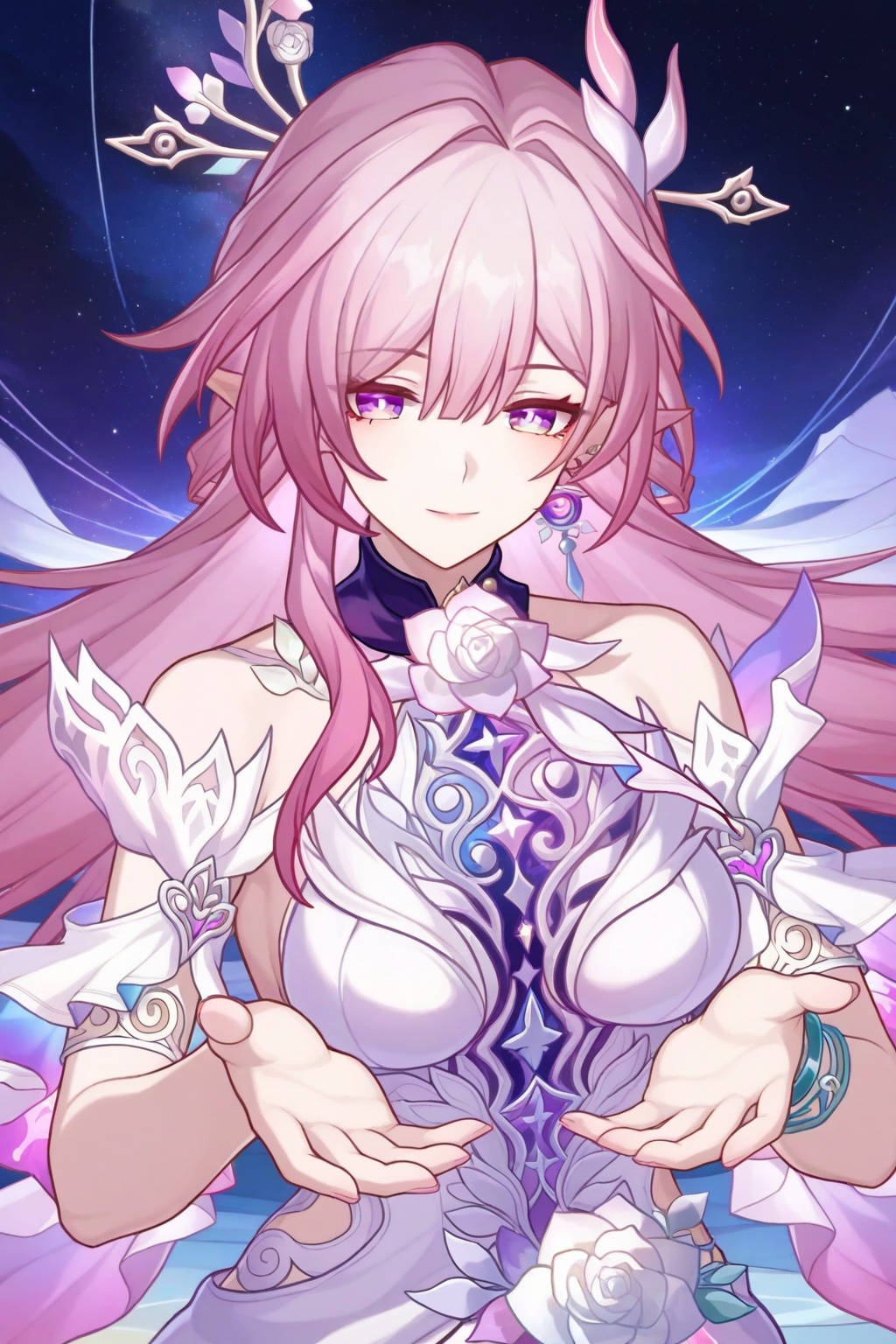 Cyrene/(Honkai star rail),  purple eyes,  pink hair on Tensor.Art
