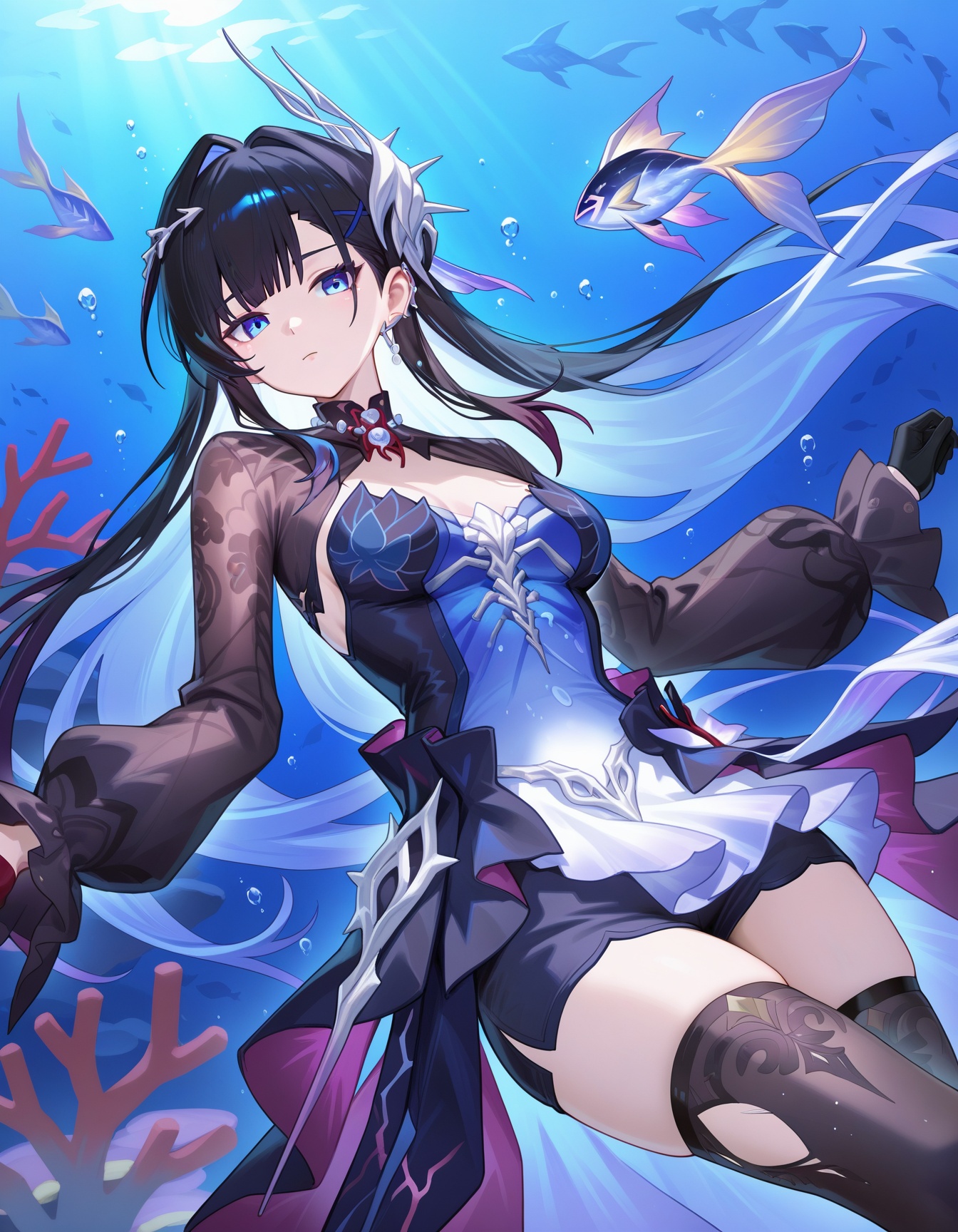 hysilens \(honkai star rail\),  1girl,  black hair on Tensor.Art