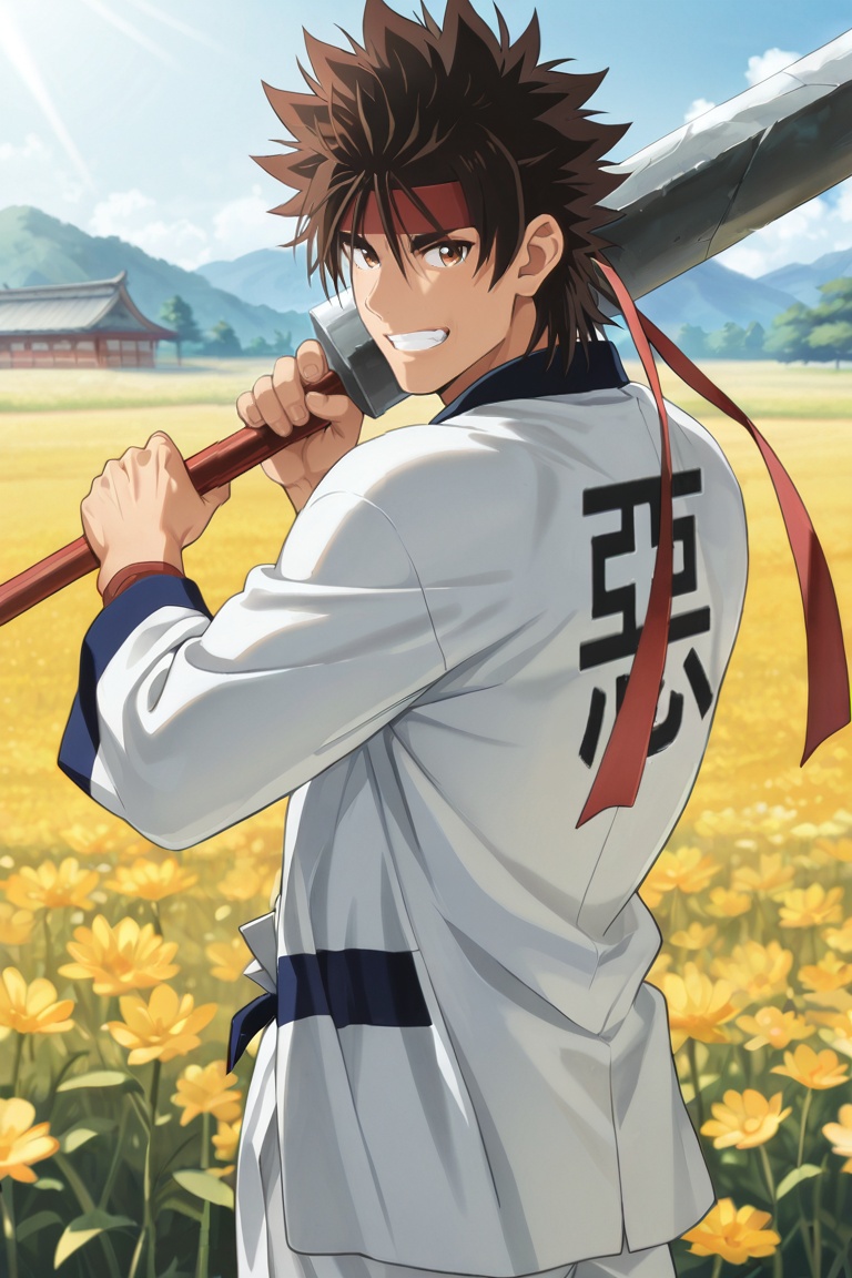 Sanosuke Sagara,  spiked hair,  brown hair on Tensor.Art