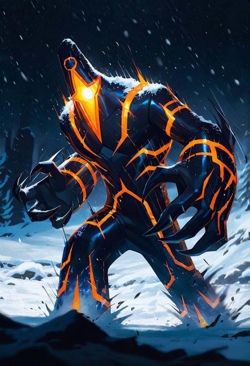malwaremecha,  no humans,  glowing colorful stripes on Tensor.Art