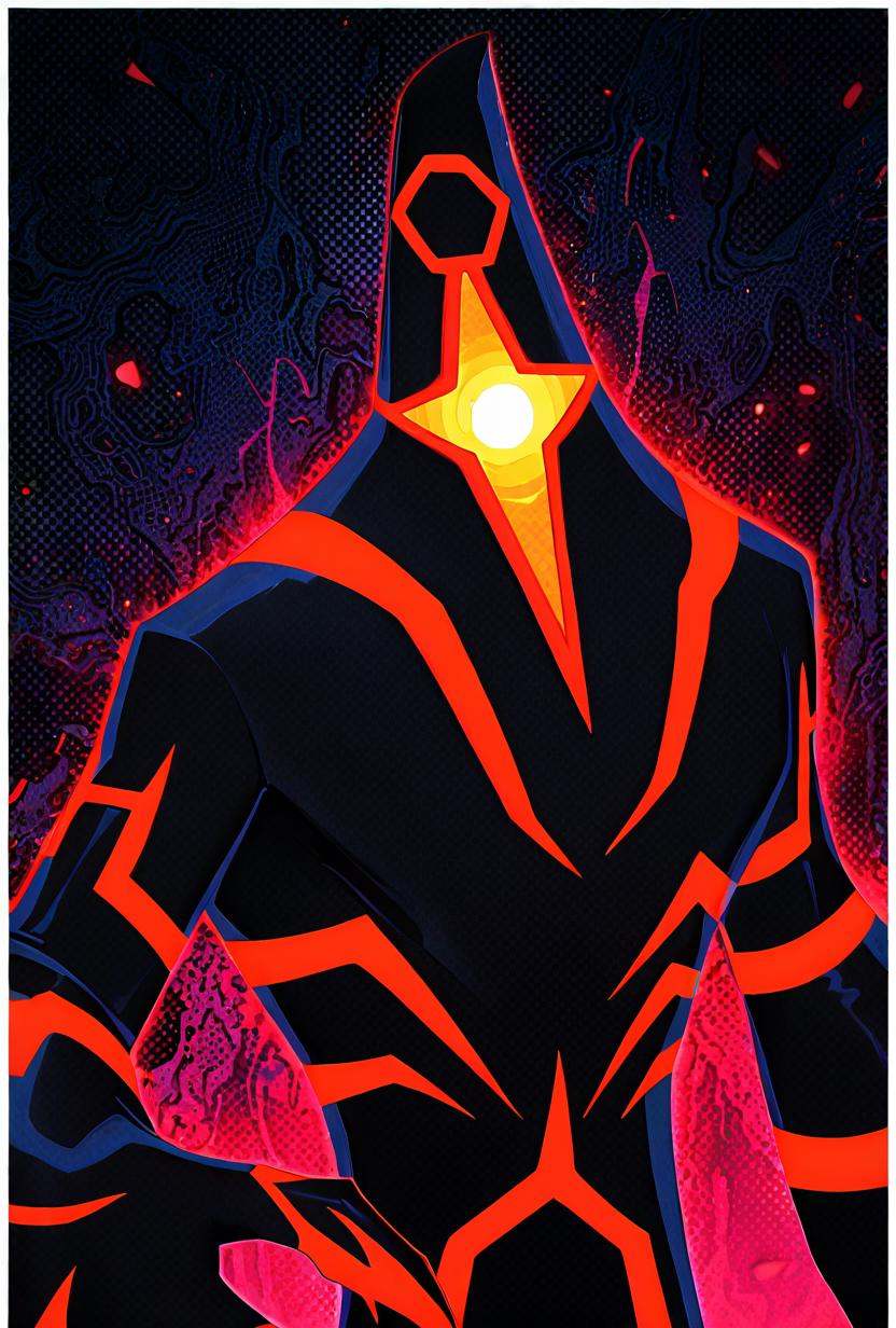 malwaremecha,  no humans,  glowing red stripes on Tensor.Art