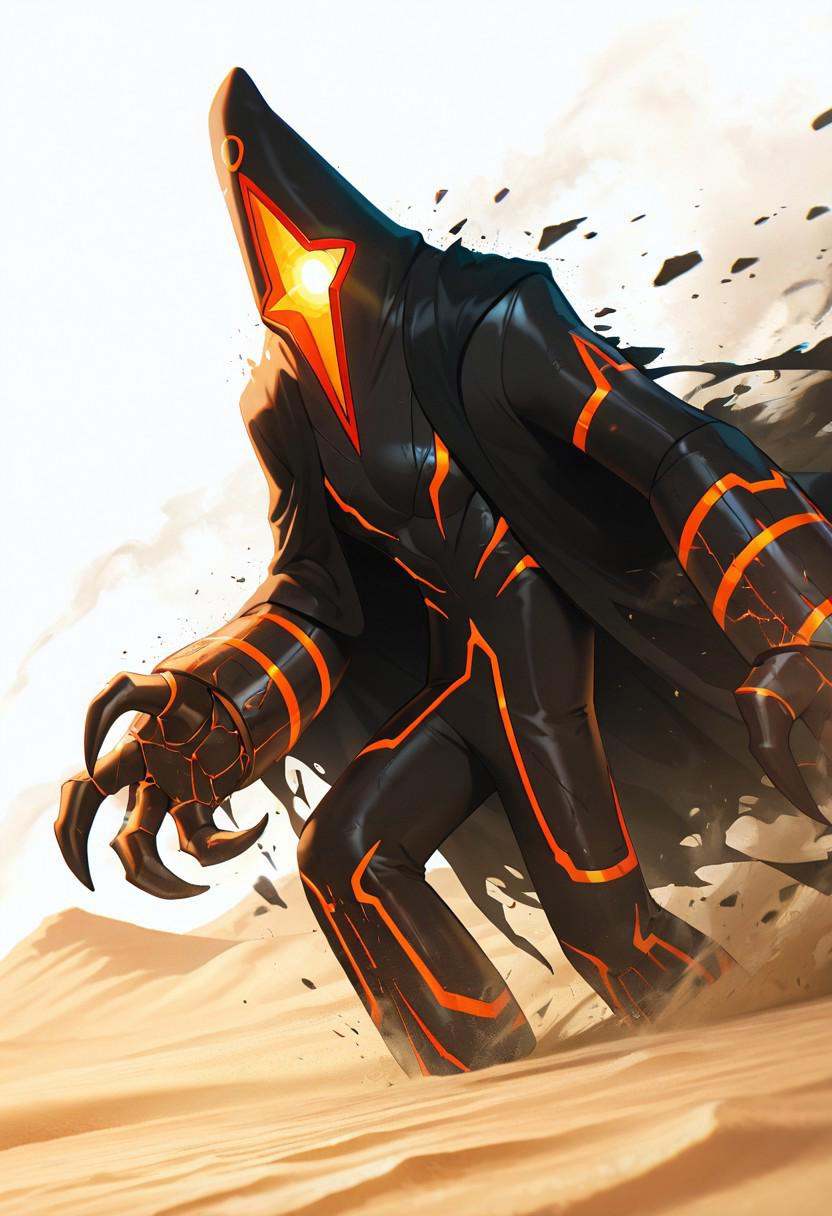 malwaremecha,  no humans,  glowing colorful stripes on Tensor.Art