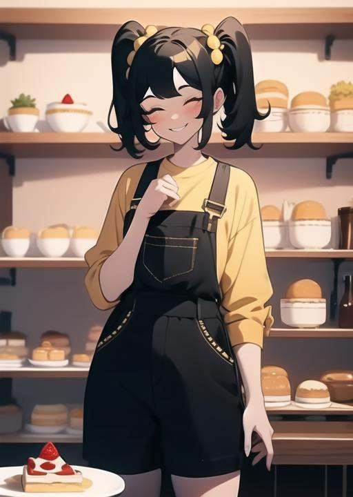 cassidy,  smiling,  looking at big cake on Tensor.Art