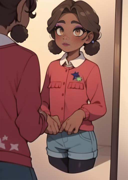 cassie,  full body,  looking in mirror on Tensor.Art