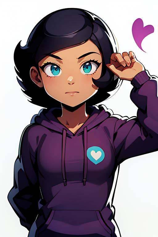 megan,  purple hoodie,  simple background on Tensor.Art