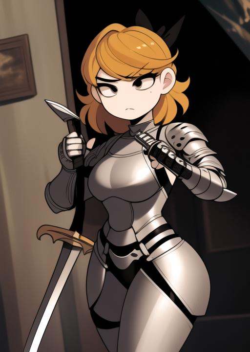derpina,  detailed background,  holding sword on Tensor.Art