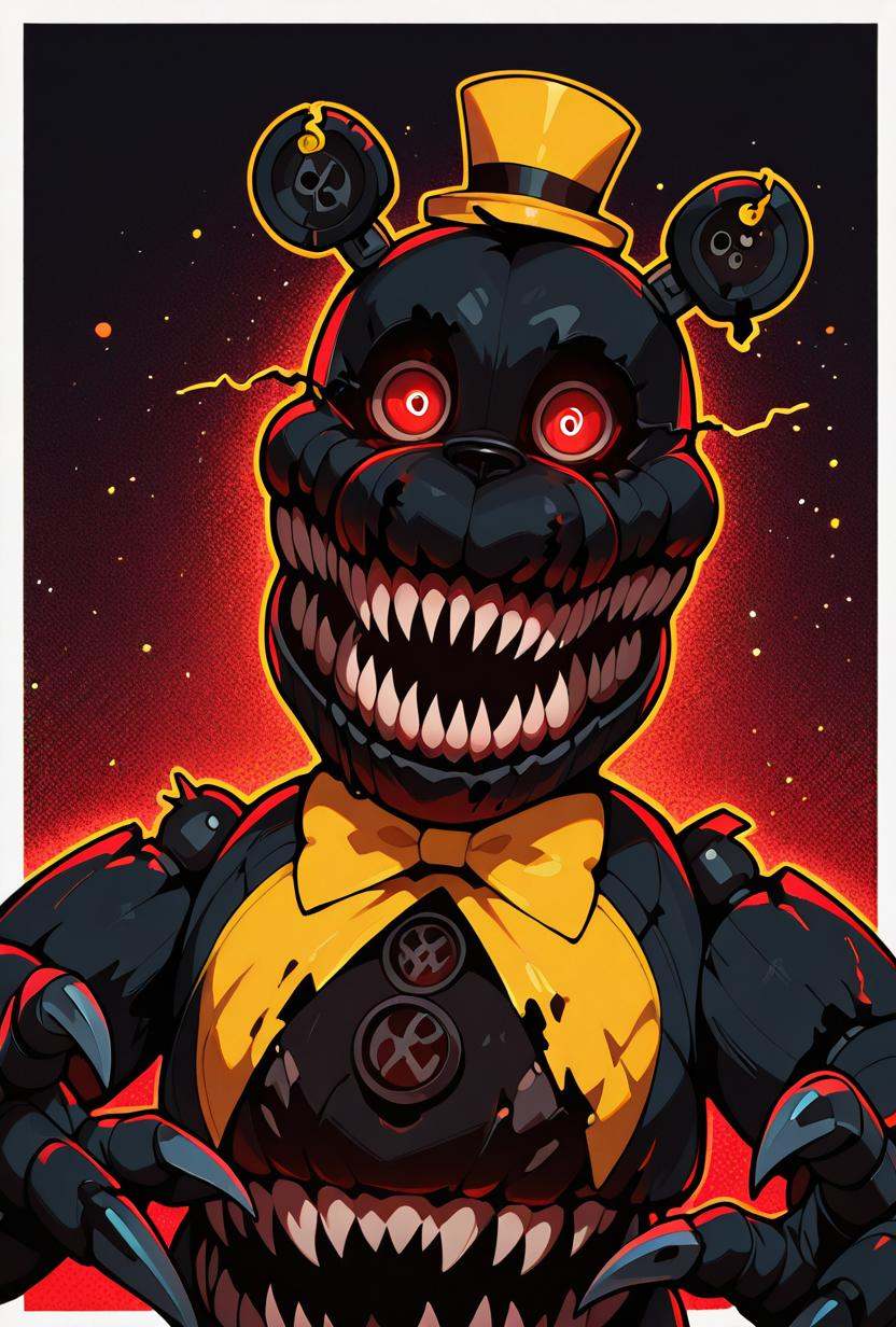 nightmare,  teeth,  yellow top hat on Tensor.Art
