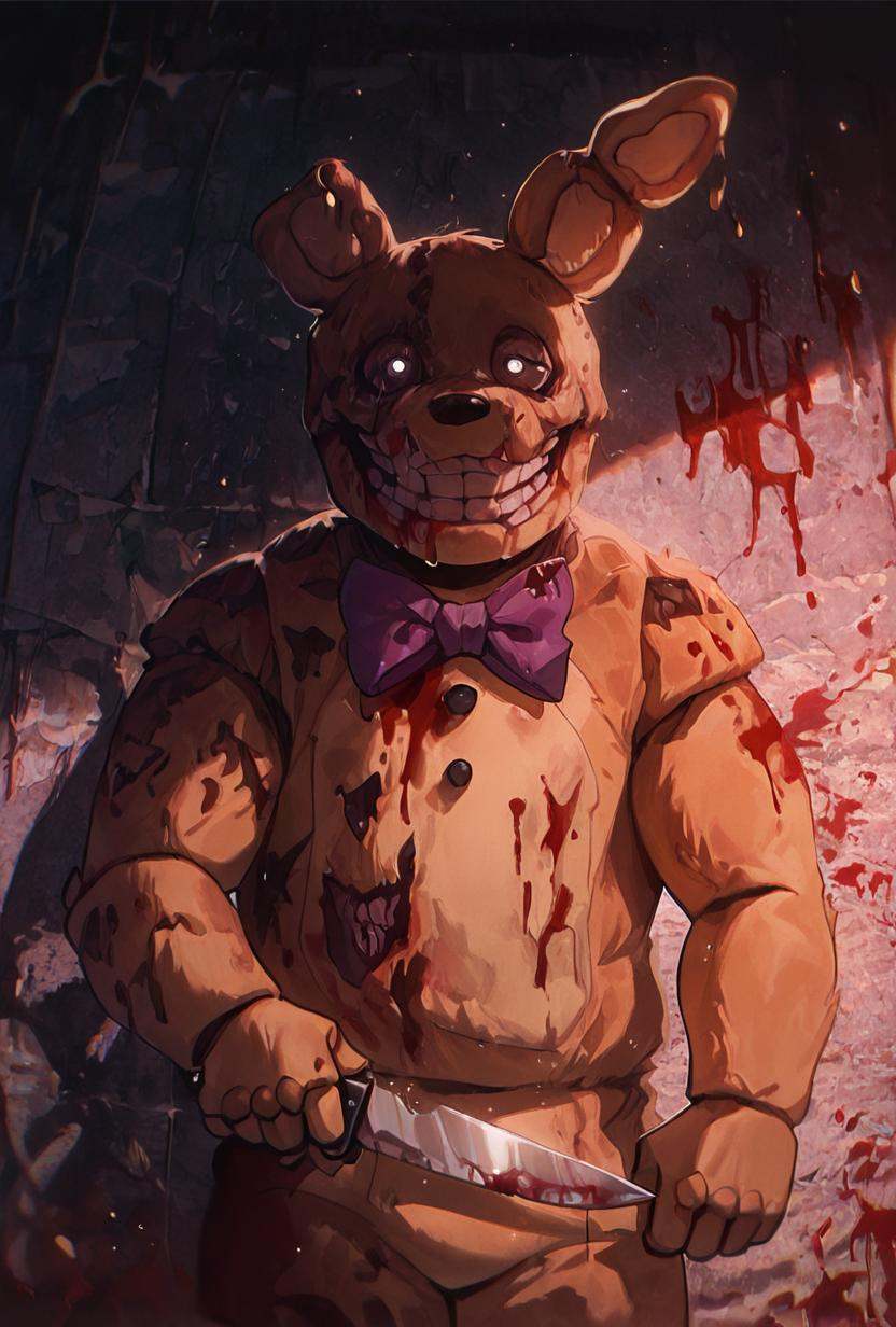 springbon,  purple bowtie,  teeth on Tensor.Art