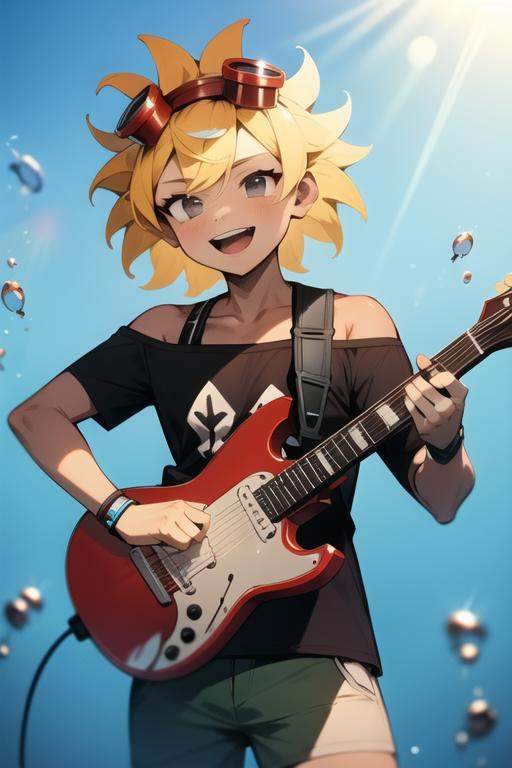 solarflare,  holding guitar,  playing guitar on Tensor.Art