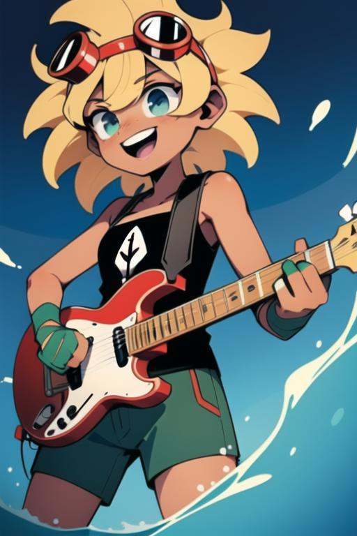 solarflare,  holding guitar,  playing guitar on Tensor.Art