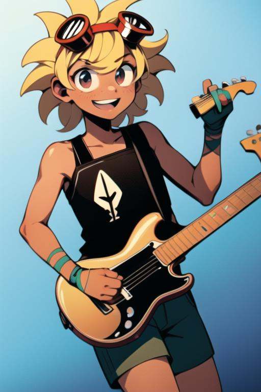 solarflare,  holding guitar,  playing guitar on Tensor.Art