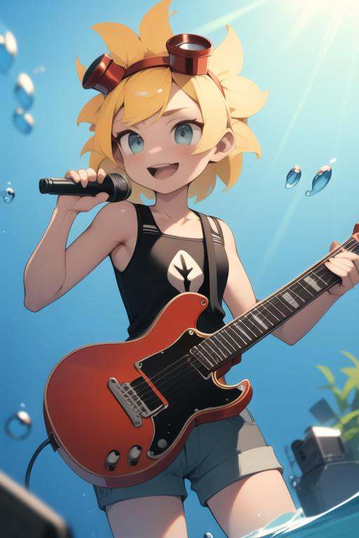 solarflare,  holding guitar,  playing guitar on Tensor.Art
