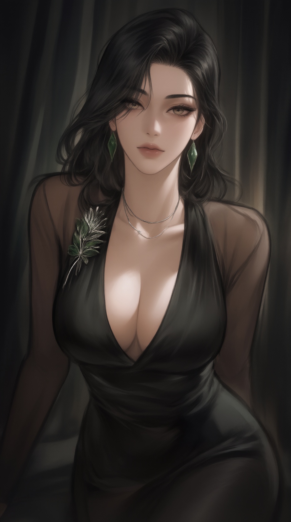 K-WEB,  The image depicts K-WEB stylized illustration of a woman with long,  dark hair on Tensor.Art