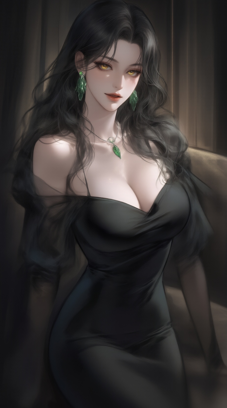 K-WEB,  The image depicts K-WEB stylized illustration of a woman with long,  dark hair on Tensor.Art