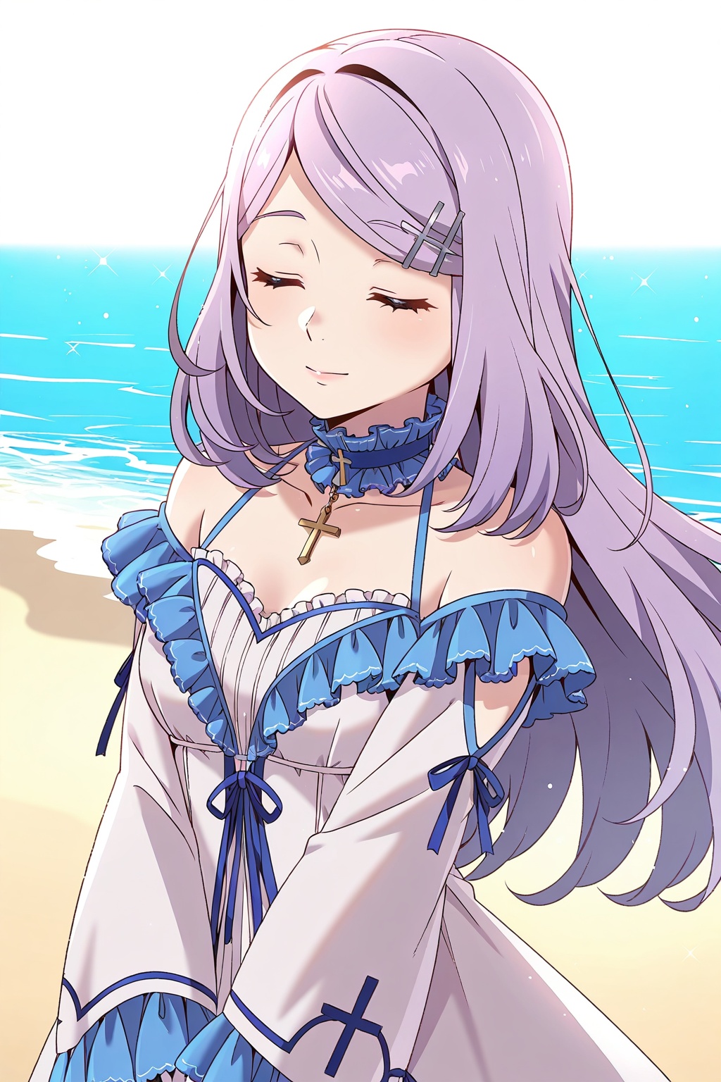 on the beach,  on the beach,  upper body on Tensor.Art