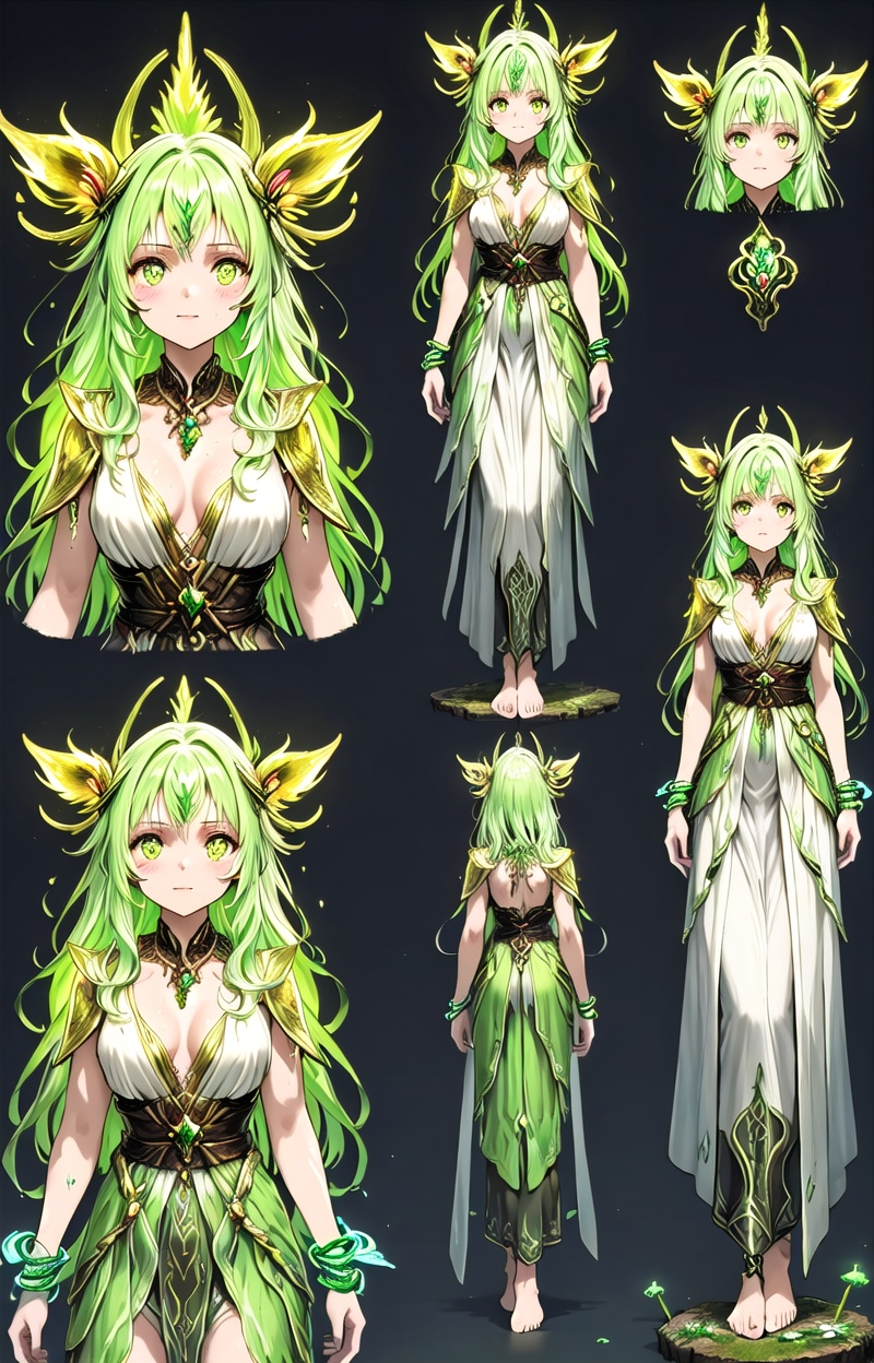 Multiple views,  reference sheet,  concept art on Tensor.Art