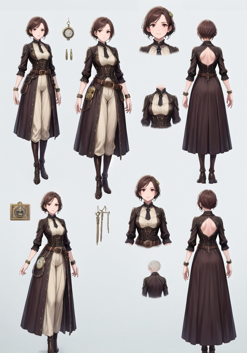 Multiple views,  reference sheet,  concept art on Tensor.Art