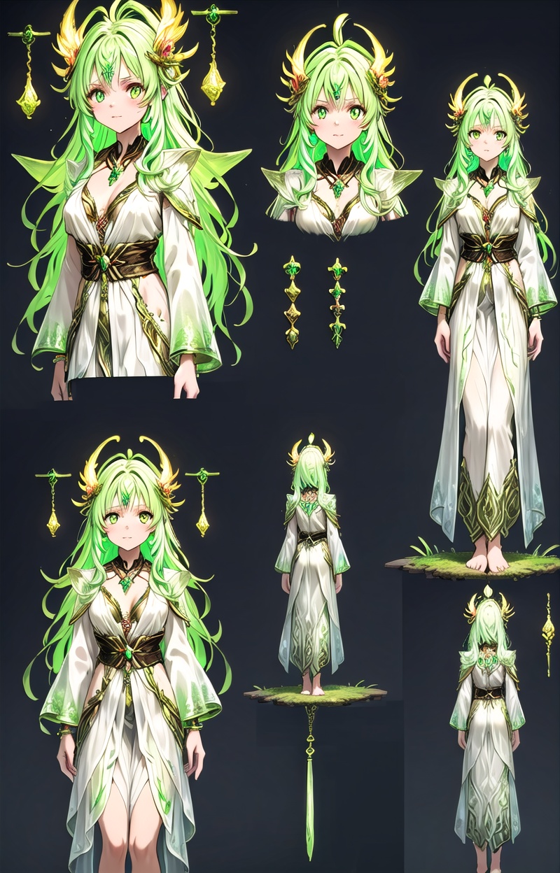 Multiple views,  reference sheet,  concept art on Tensor.Art