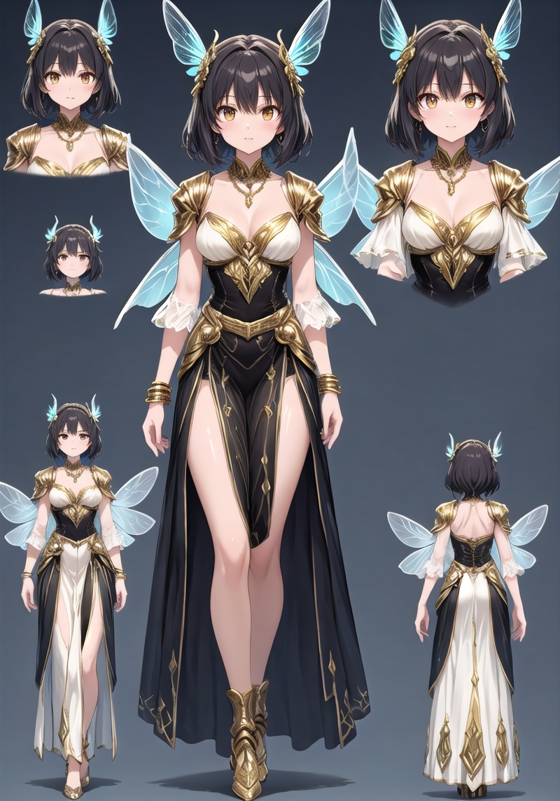 Multiple views,  reference sheet,  concept art on Tensor.Art