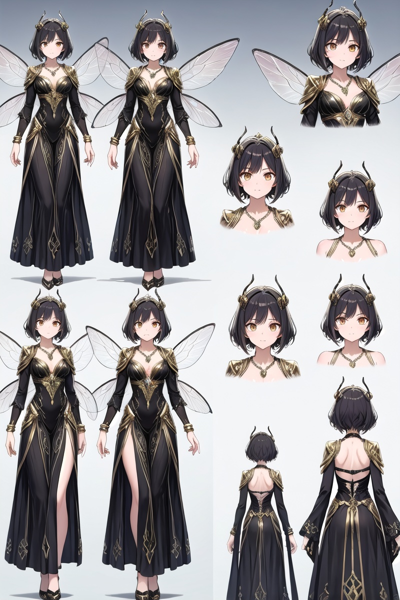 Multiple views,  reference sheet,  concept art on Tensor.Art