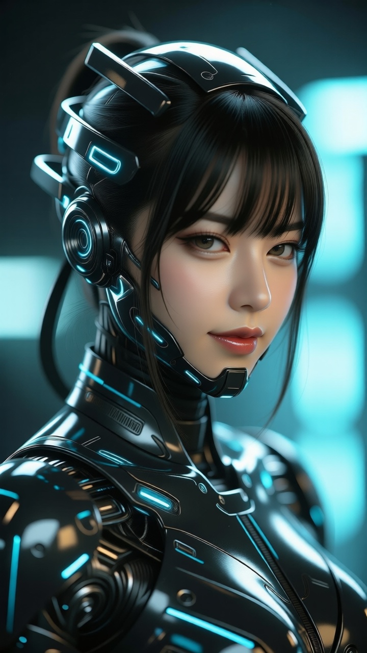 A cyberpunk robot girl,  close-up,  SPACE-TIME NINJA on Tensor.Art