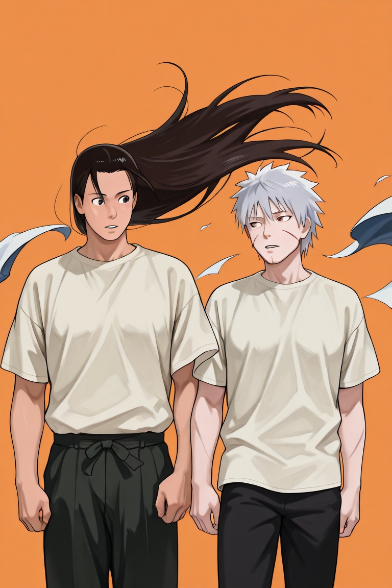 anime screencap,  senju tobirama and senju hashirama-duo couple focus,  black and white_senju tobirama and senju hashirama...