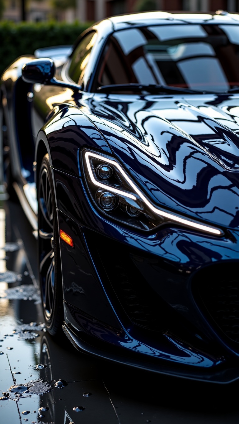 luxury sports car,  glossy paint finish,  reflective chrome on Tensor.Art
