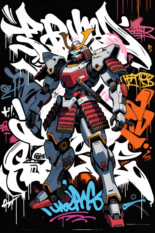 a tech samurai piloting an Eldritch mech,  full body,  bold on Tensor.Art