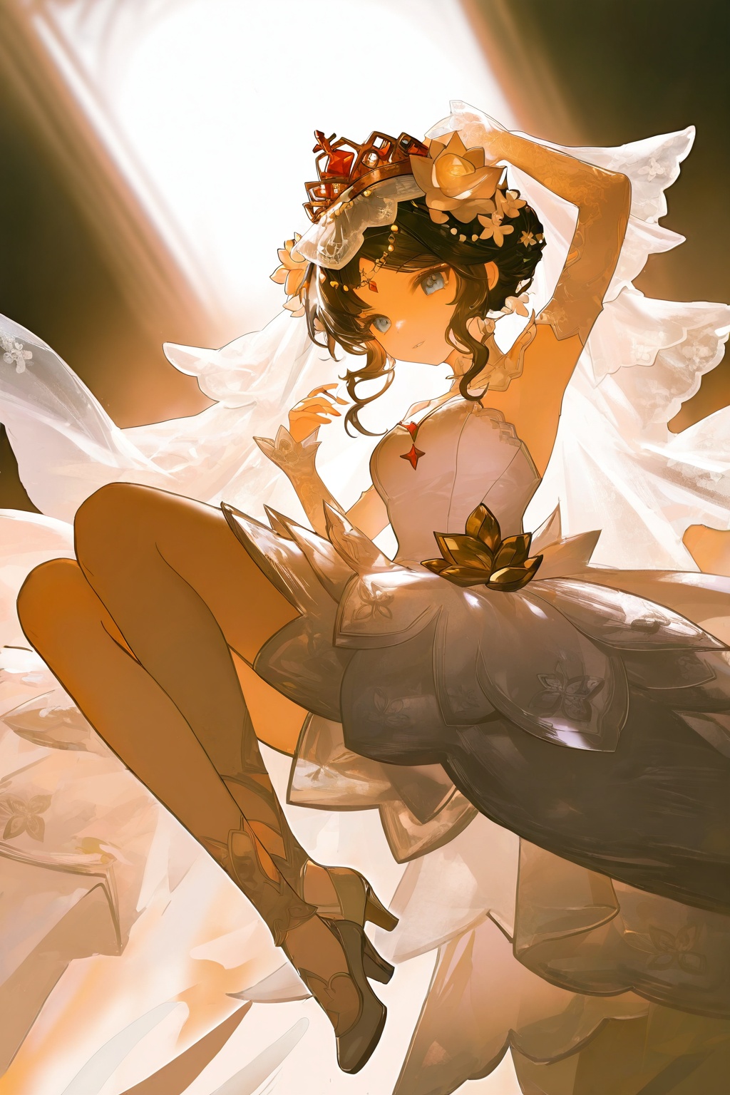 1girl,  chunbai,  white dress on Tensor.Art