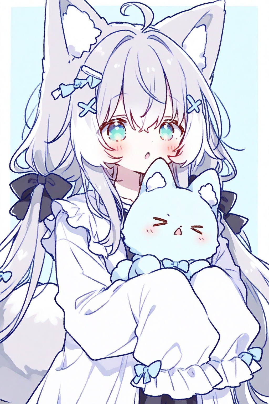 1girl,  animal ears,  hair ornament on Tensor.Art