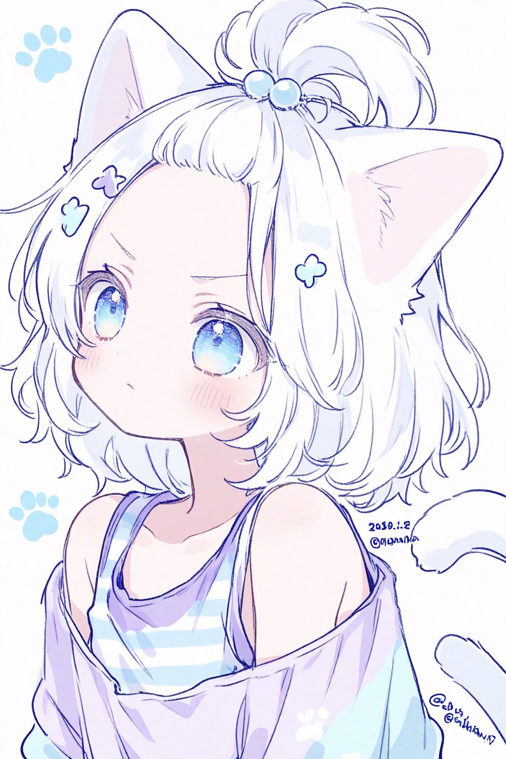 1girl,  animal ears,  bare shoulders on Tensor.Art