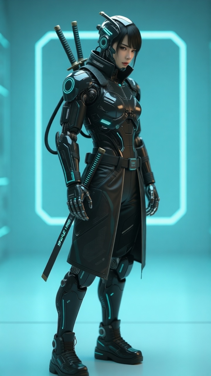 A cyberpunk robot girl,  close-up,  SPACE-TIME NINJA on Tensor.Art