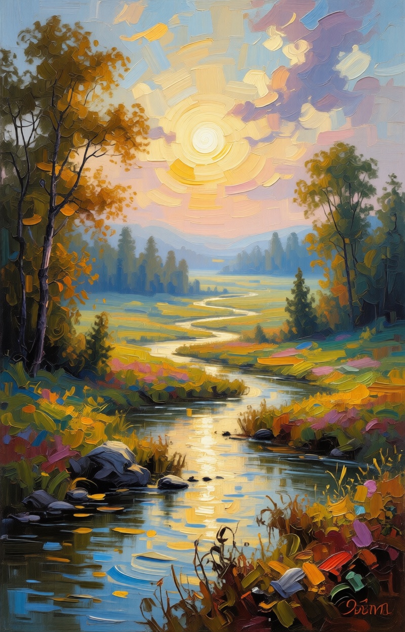 ((Painterly blur)). Oil painting,  impressionism,  landscape scene on Tensor.Art