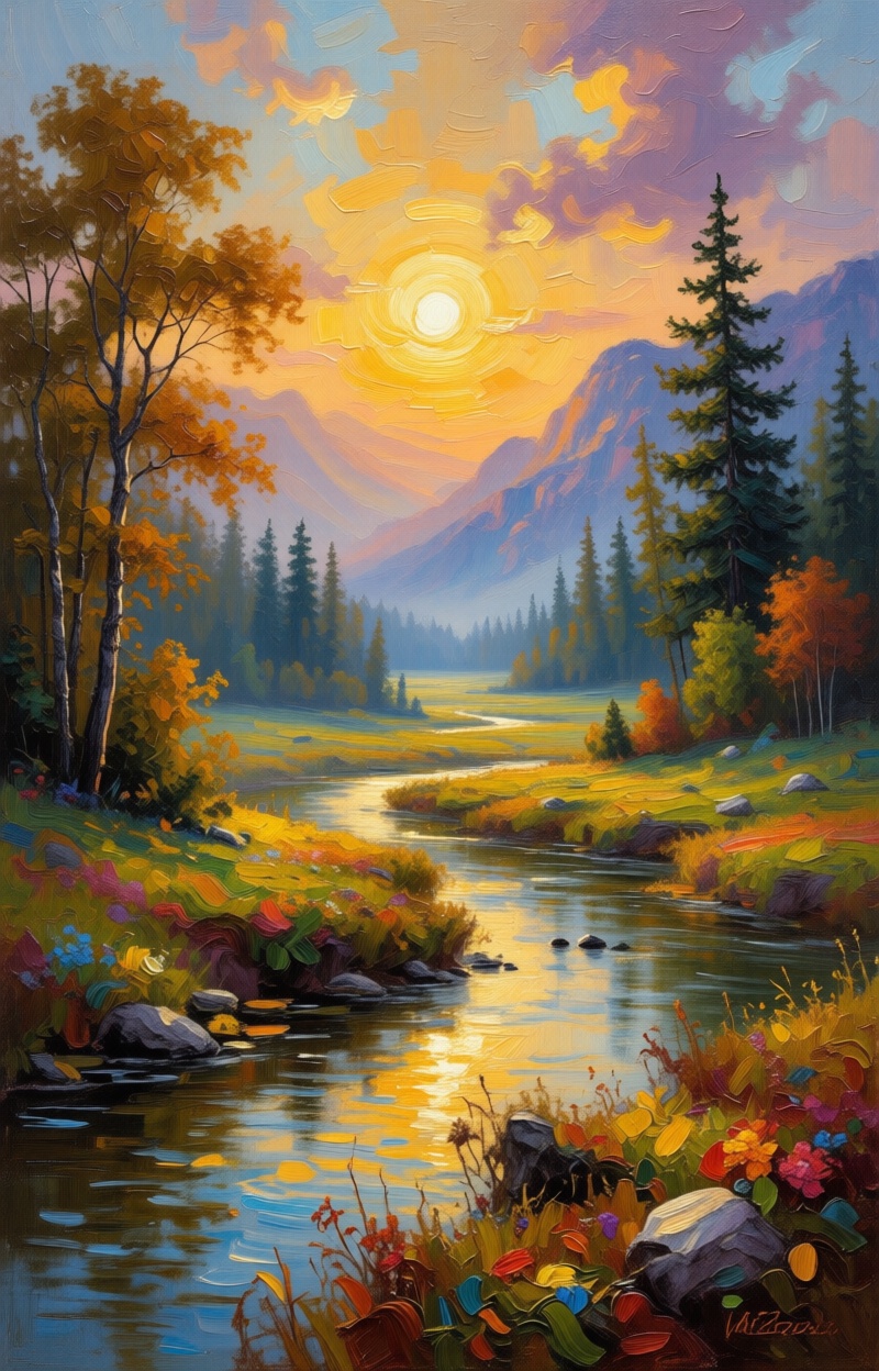 ((Painterly blur)). Oil painting,  impressionism,  landscape scene on Tensor.Art