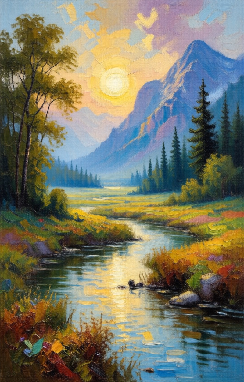 Oil painting,  impressionism,  landscape scene on Tensor.Art