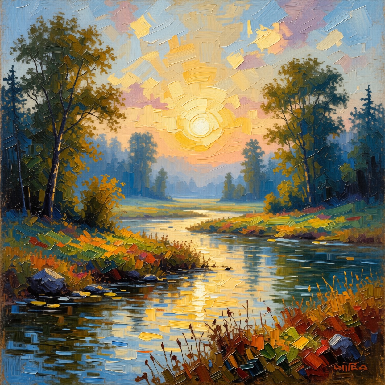 ((Painterly blur)). Oil painting,  impressionism,  landscape scene on Tensor.Art