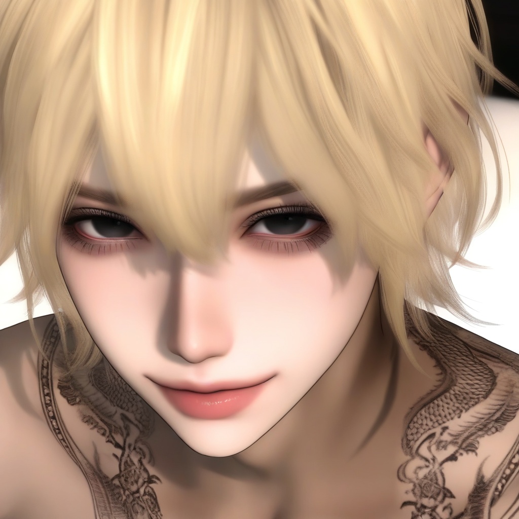 tanning skin,  black eyes,  yellow hair on Tensor.Art