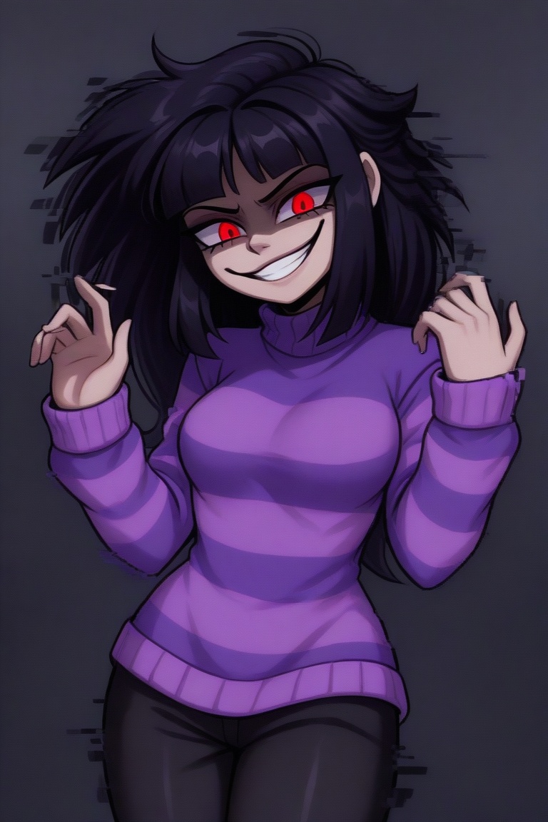 Sarah Henderson,  red eyes,  evil smile on Tensor.Art