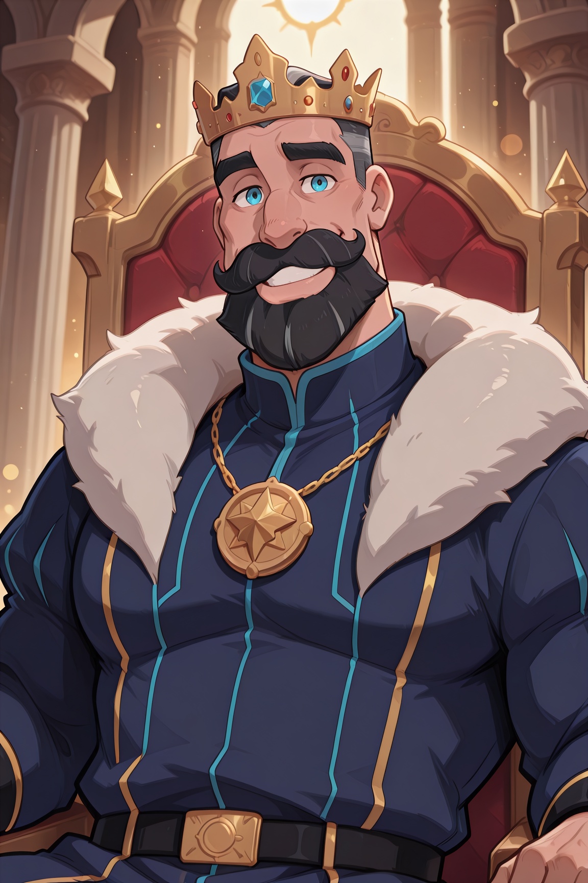 KingFrederic,  blue eyes,  black mustache on Tensor.Art