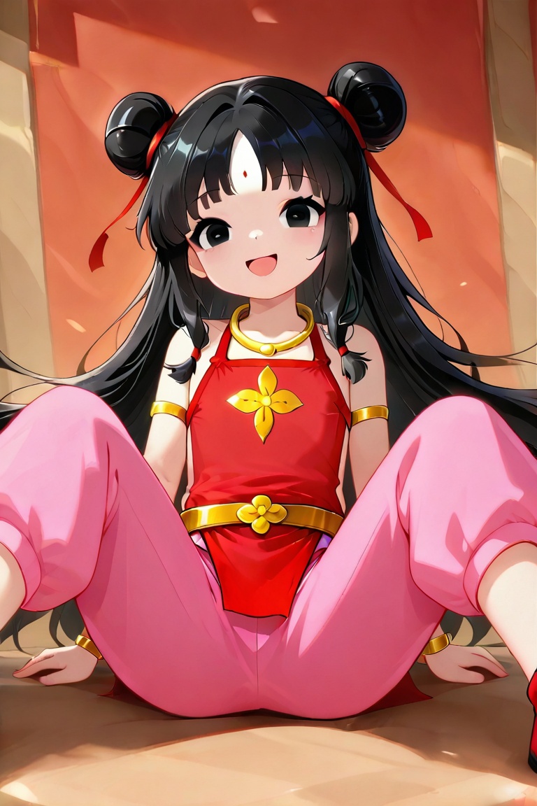 feng wa,  long hair,  black hair on Tensor.Art
