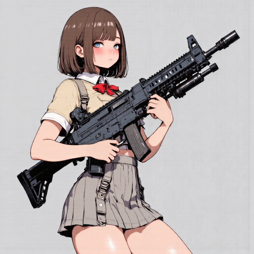 kawaii: 1 girl,  solo,  brown hair on Tensor.Art