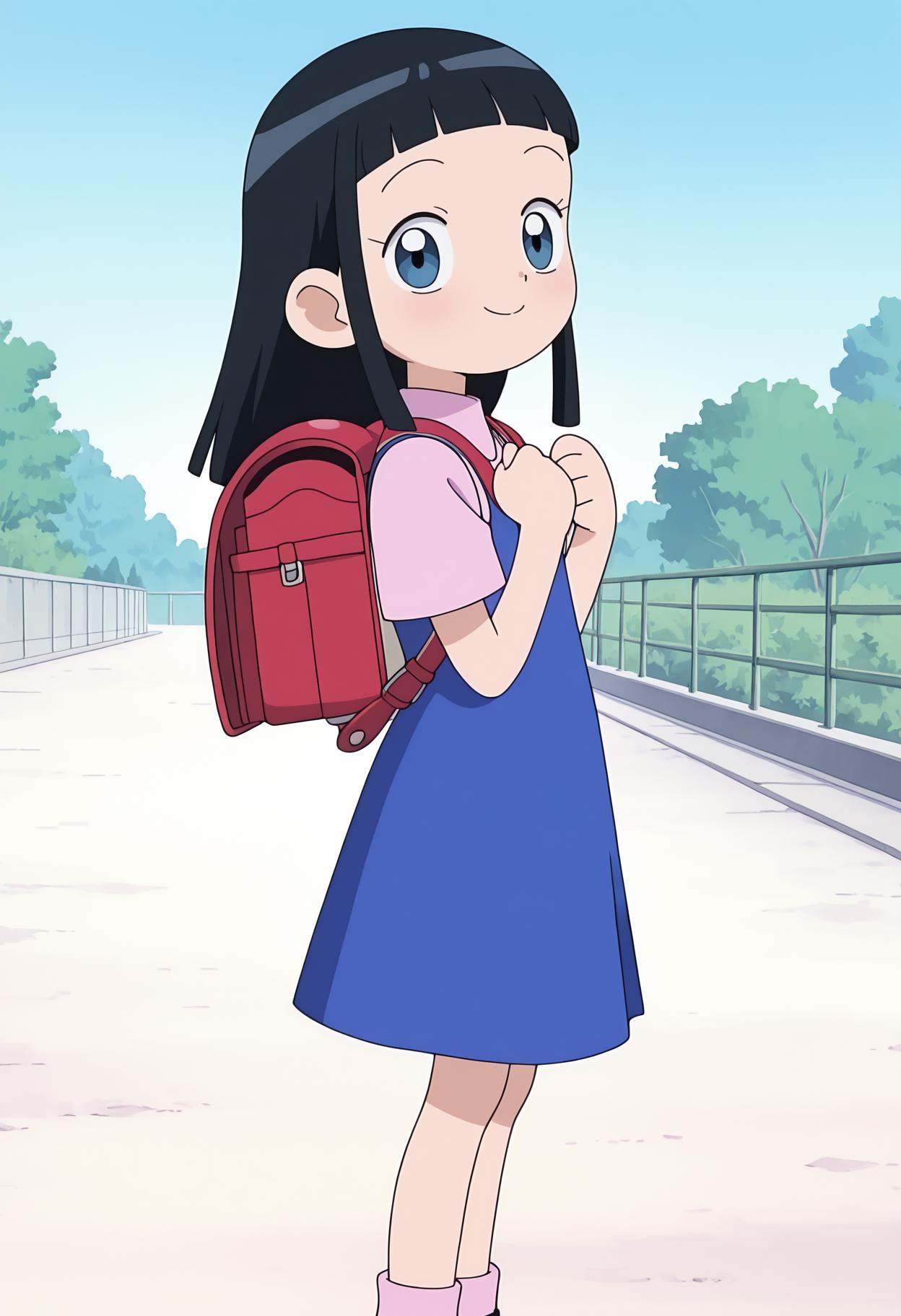 pinafore dress,  blue dress,  pink shirt on Tensor.Art