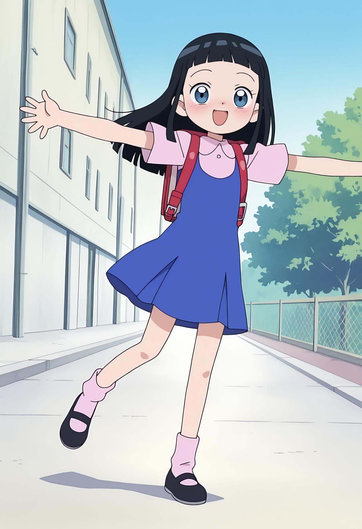 pinafore dress,  blue dress,  pink shirt on Tensor.Art