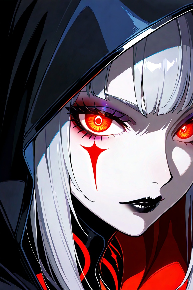 glowing eyes,  red eyes,  black lips on Tensor.Art