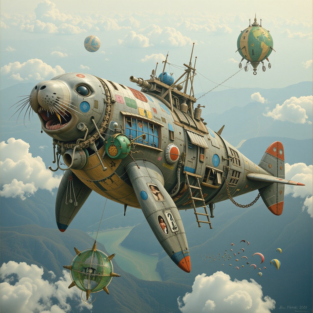 1 Seal-shaped aircraft,  Hybrid,  surreal on Tensor.Art